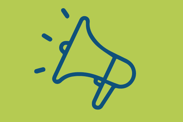 an illustration of a megaphone with three lines indicating noise